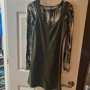 Sophisticated Olive soft dress and Cupid Abstract Long Sleeve shirt